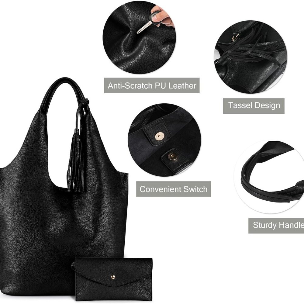 Slouchy Hobo Bags for Women Soft Designer Shoulder Purses Ladies Top Handle Hand - Picture 4 of 6